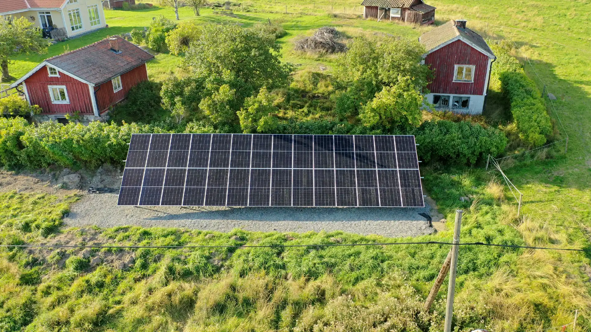 Landsväg med markanläggning av solpaneler