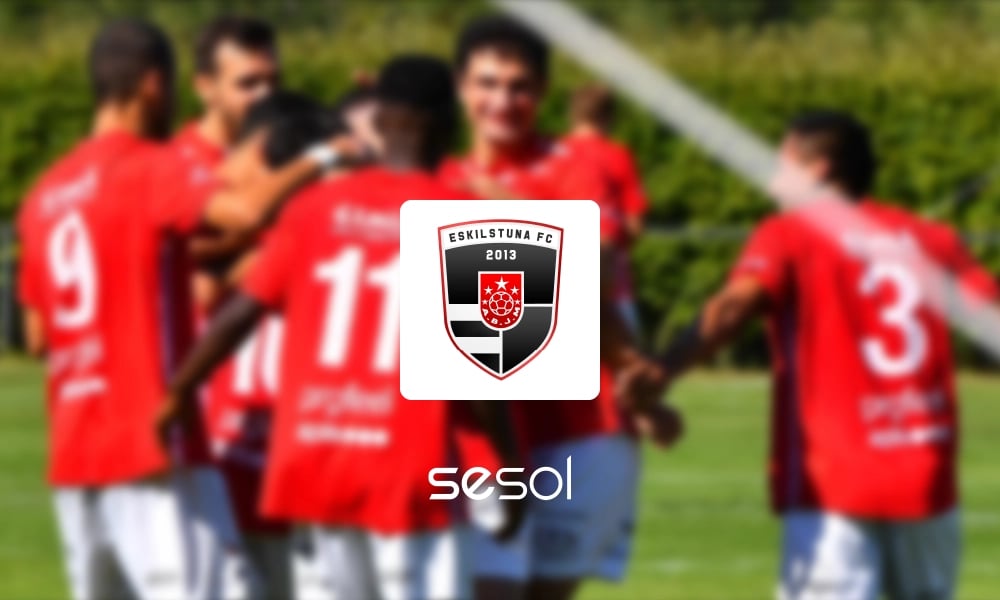 Lagbild på Eskilstuna FC med deras logo