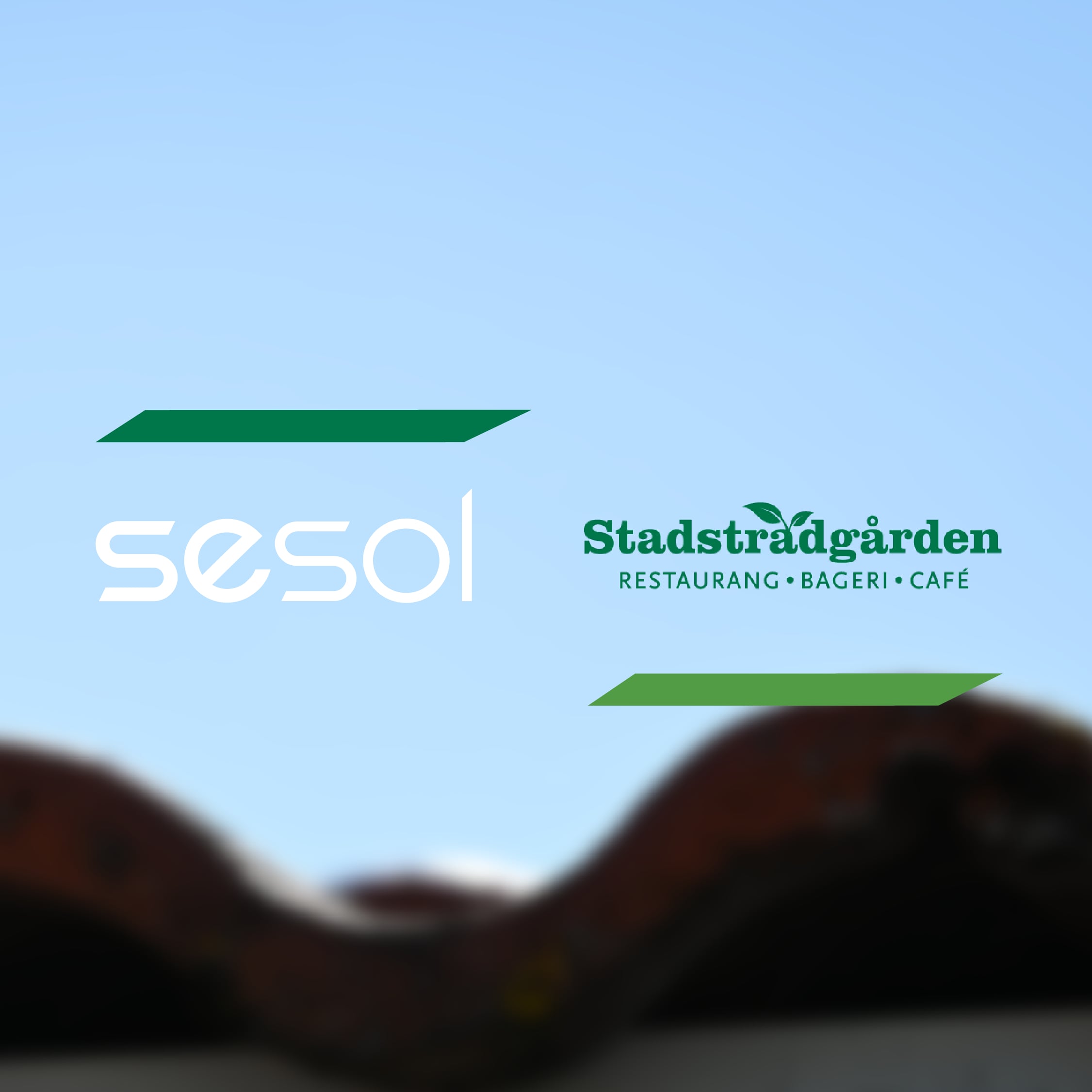 bild över Örebro med sesol och Stadsträdgårdens logo