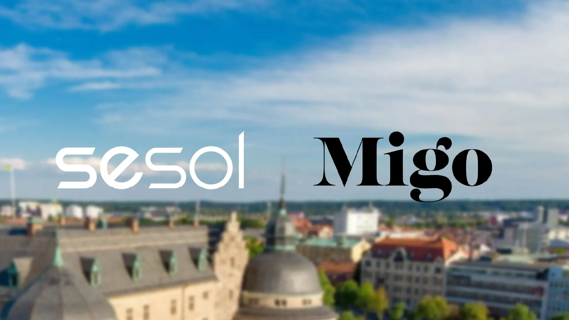 Bild över Örebro med sesol och Migo logo